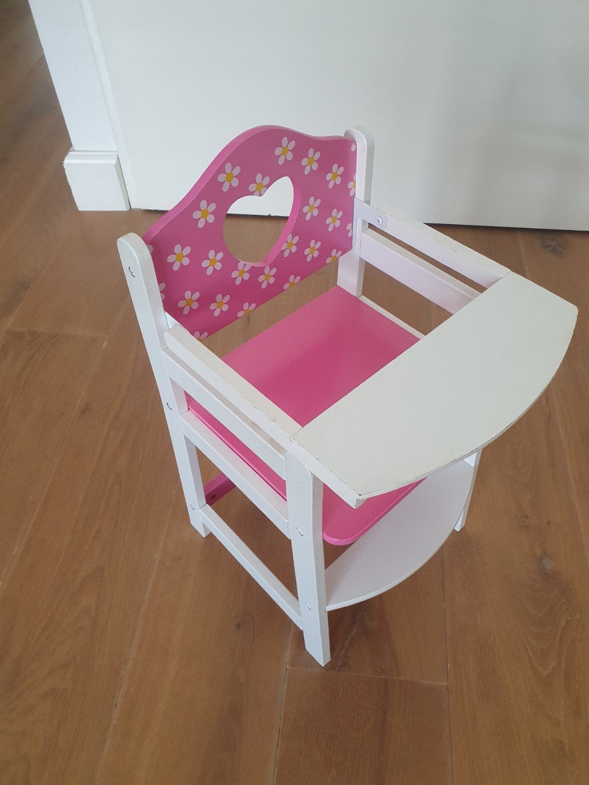 Houten poppenstoel roze/wit, Ophalen