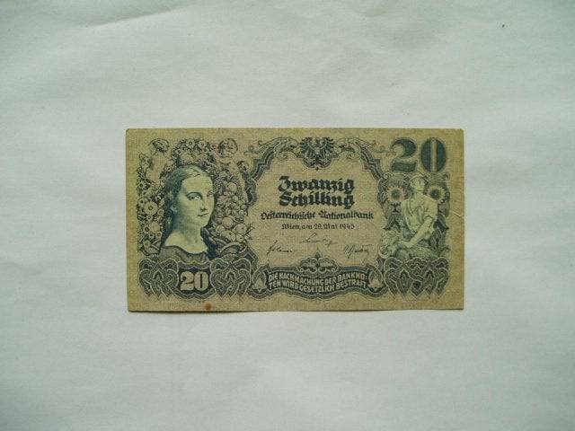 1944. Oostenrijk, 20 schilling 1945 Girl & Farmer., Postzegels en Munten, Bankbiljetten | Europa | Niet-Eurobiljetten, Verzenden