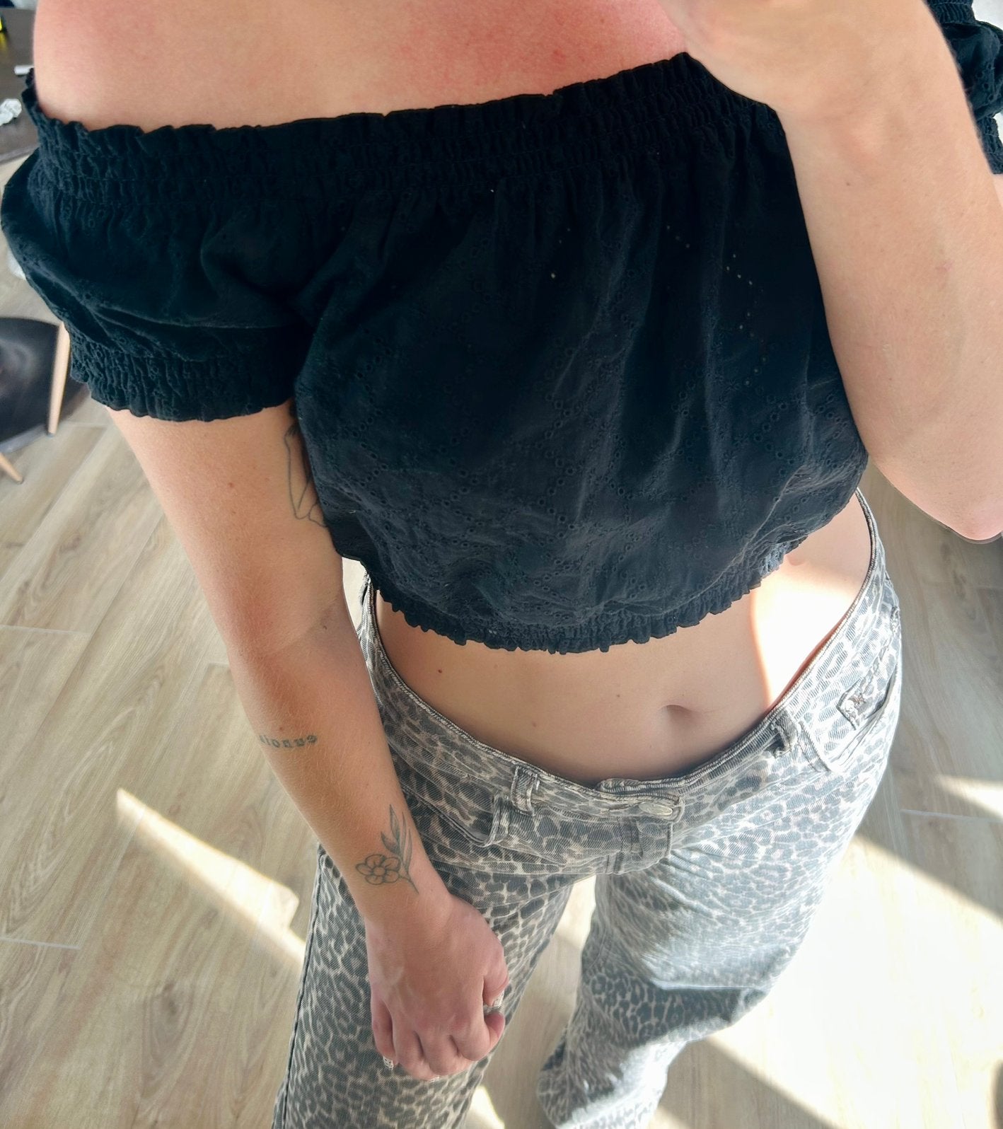 Off shoulder top zwart, Maat 38/40 (M), Verzenden, Zwart, Zo goed als nieuw