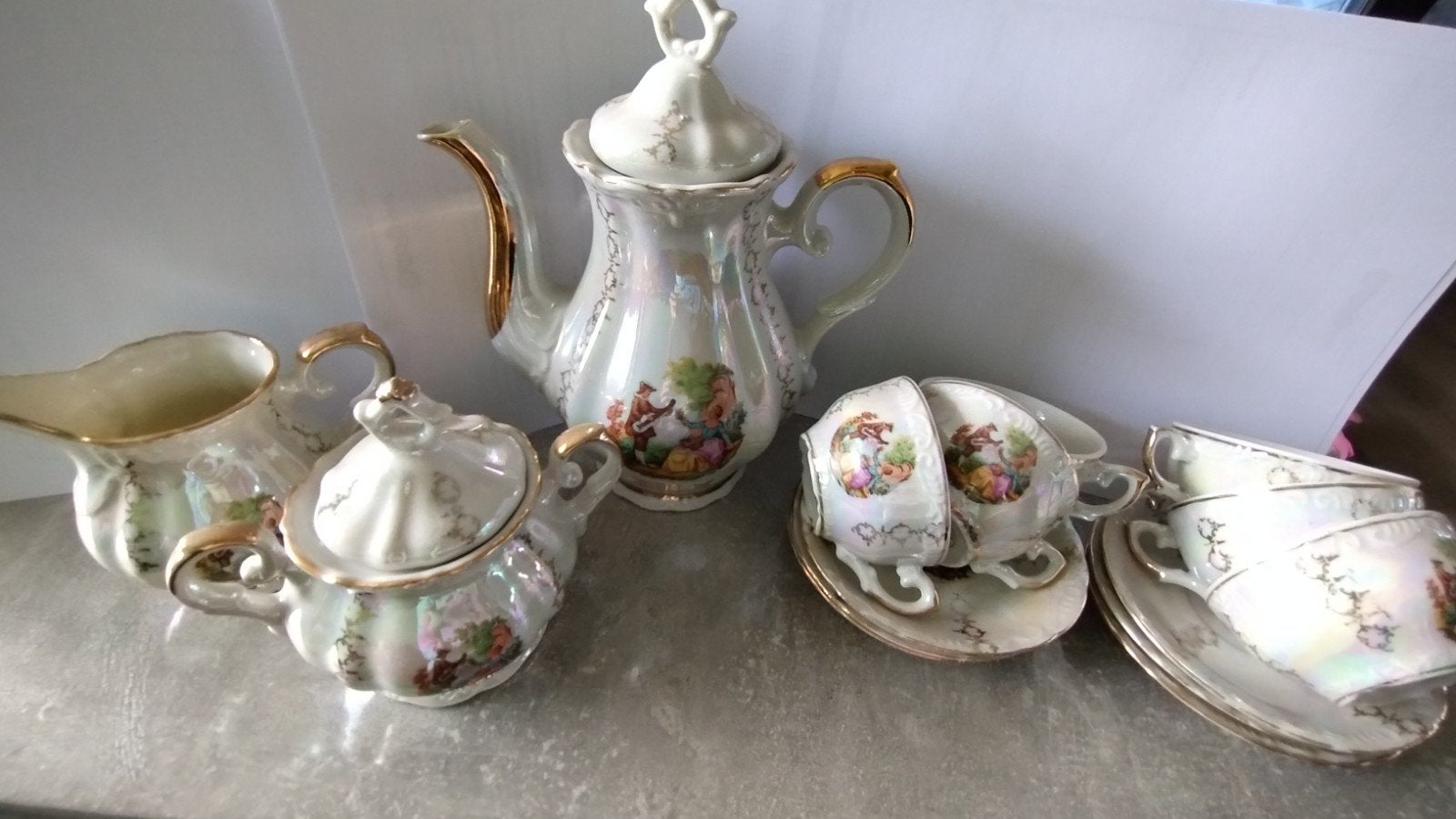 Uniek retro porselein mocca servies - Veritable Italy, Antiek en Kunst, Ophalen of Verzenden