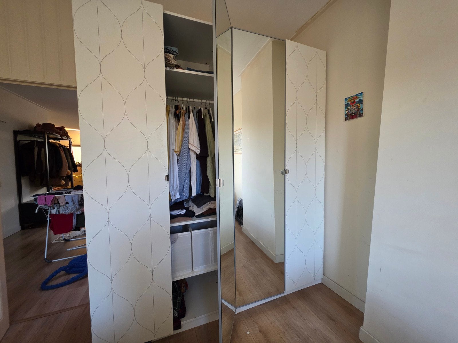 Kledingkast dubbele pax (excl. spiegeldeuren) gratis af te h, Ophalen, Gebruikt, 200 cm of meer, Met plank(en)