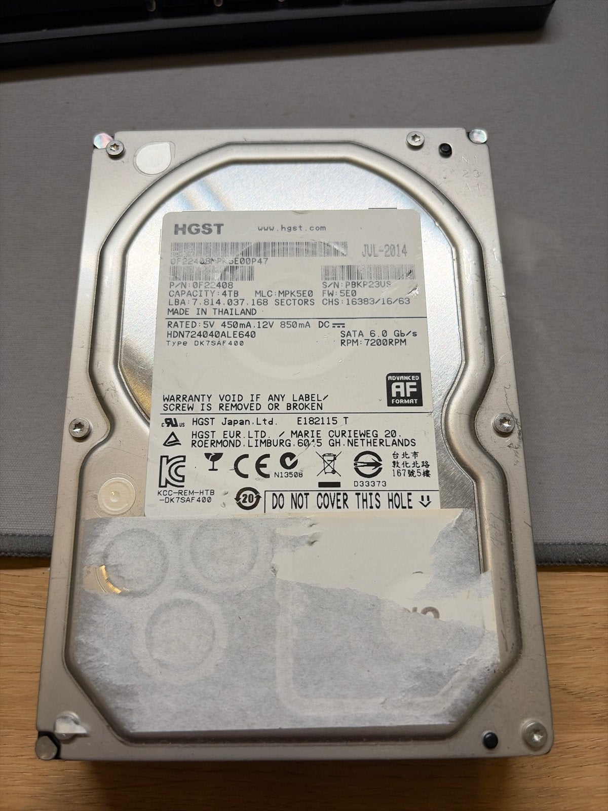 HGST 4TB HDD SATA 6.0 Gb/s 7200RPM Harde Schijf, Intern, Gebruikt, Verzenden, Desktop