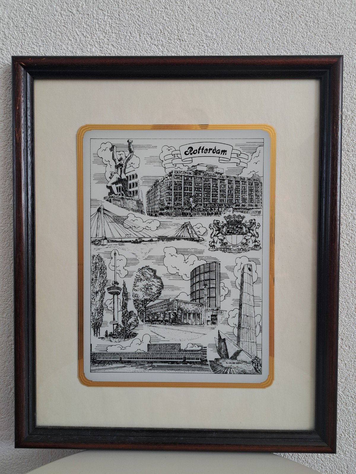 Glasgravure "Rotterdam", Antiek en Kunst, Kunst | Etsen en Gravures, Ophalen, Origineel