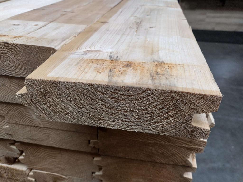 6CM gebruikte vurenhouten damwand planken FSC  wand, Doe-het-zelf en Verbouw, Hout en Planken, Gebruikt, Ophalen of Verzenden