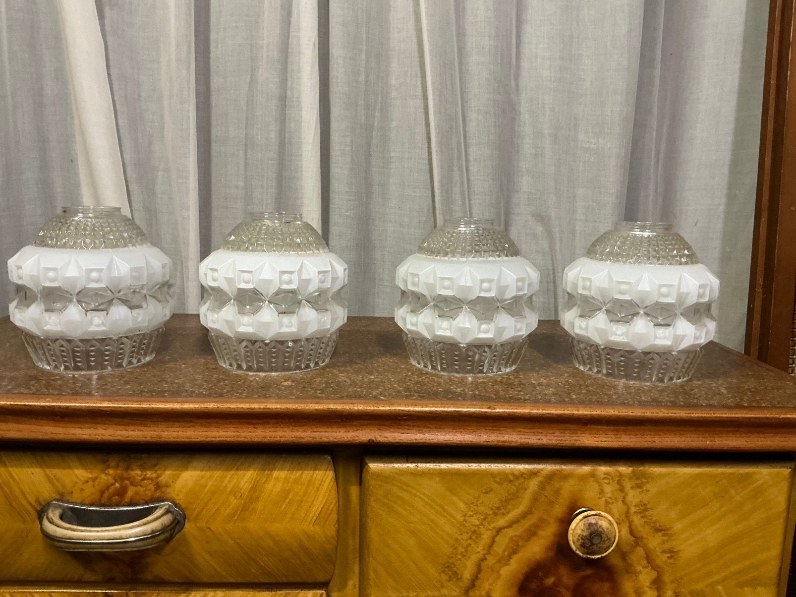 4 vintage glazen lampenkappen, Ophalen of Verzenden
