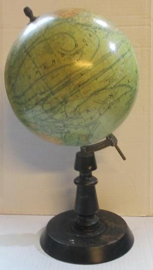 antieke globe op zwarte voet 1920 van J. Forest Parijs 130, Verzenden