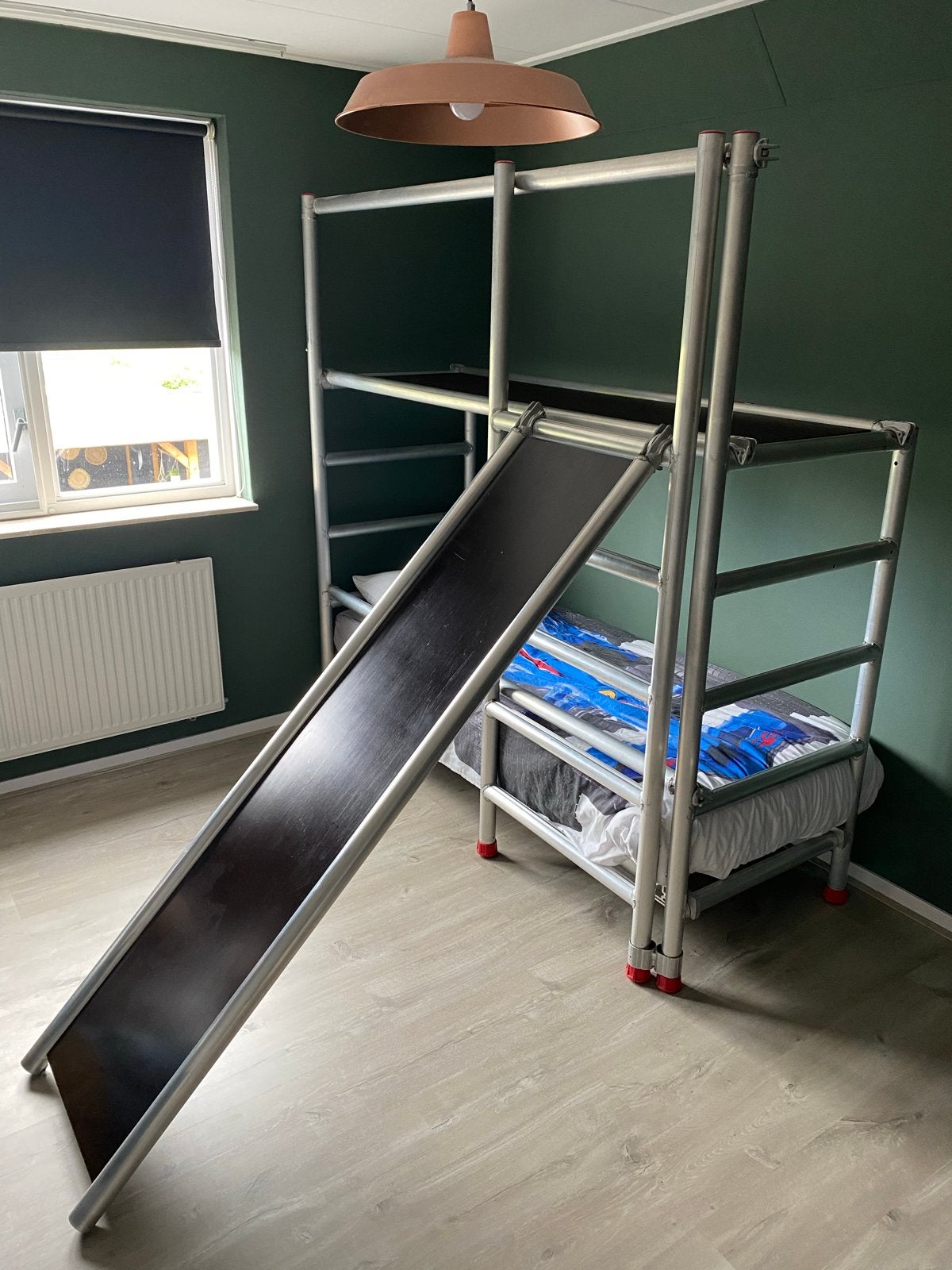 Steigerbuis bed met glijbaan - Hoogslaper, Ophalen, Gebruikt, 90 cm, Eenpersoons