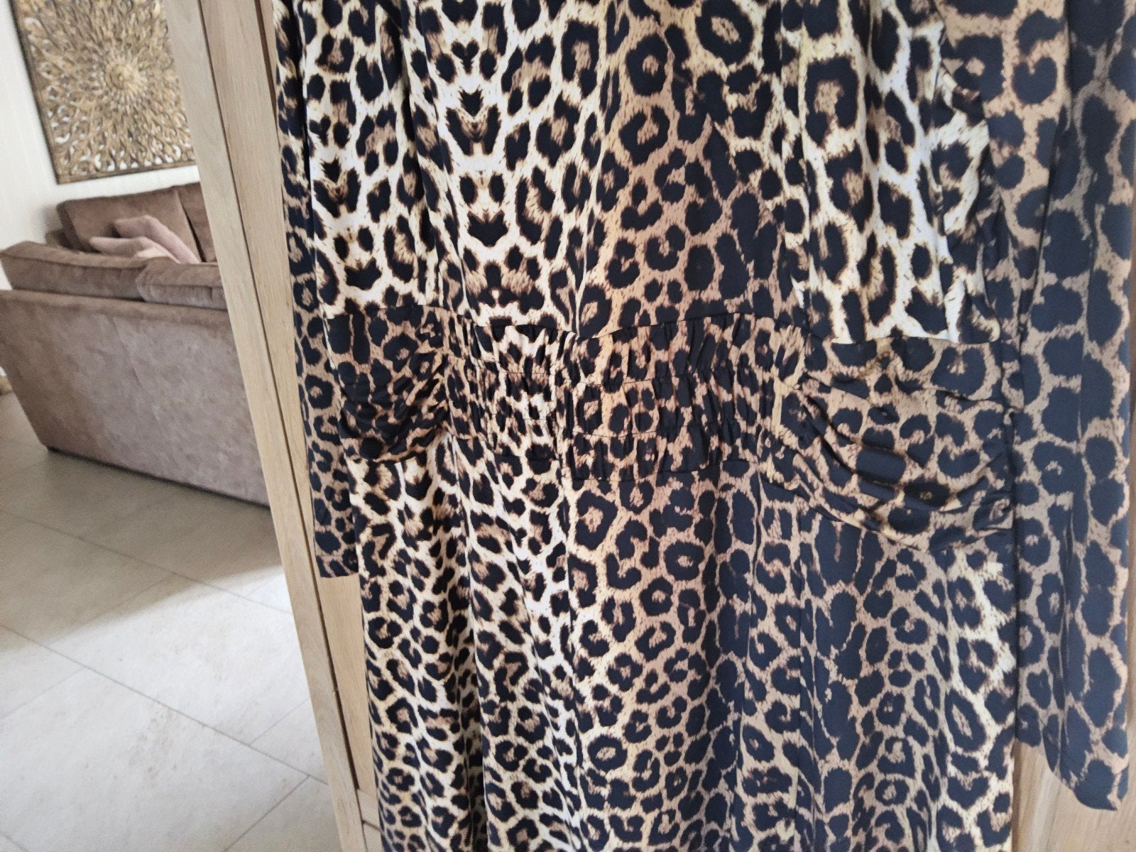 tijgerprintjurk maat 46, Kleding | Dames, Rokken, Ophalen of Verzenden, Zo goed als nieuw, Maat 46/48 (XL) of groter, Onder de knie