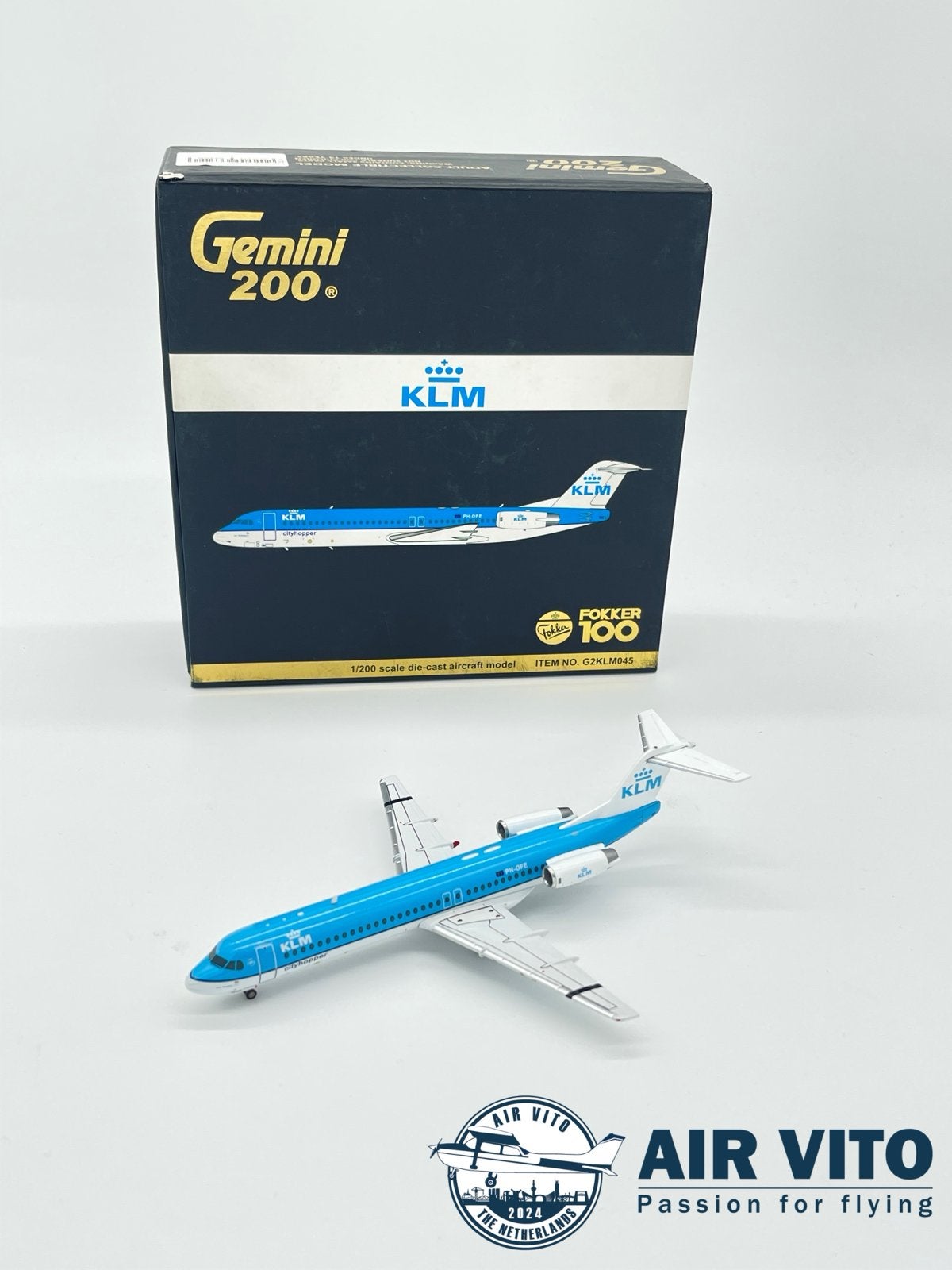 Nieuw Gemini200 KLM Fokker 100 PH-OFE Cityhopper Schaal 1:20, Verzamelen, Schaalmodel, 2992JB, Ophalen of Verzenden, Operations@airvito.com