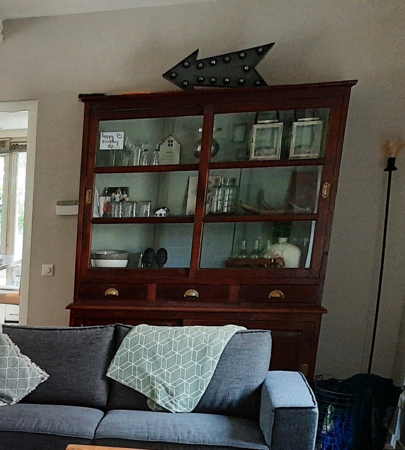 Gratis Teak houten buffet kast, Ophalen, Gebruikt, 200 cm of meer, 150 tot 200 cm