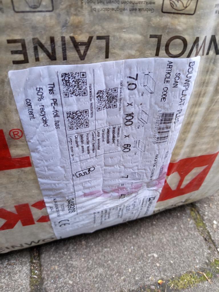 Rockwool Steenwol Isolatieplaat - 70x100x60 cm, Doe-het-zelf en Verbouw, Isolatie en Afdichting, Ophalen of Verzenden