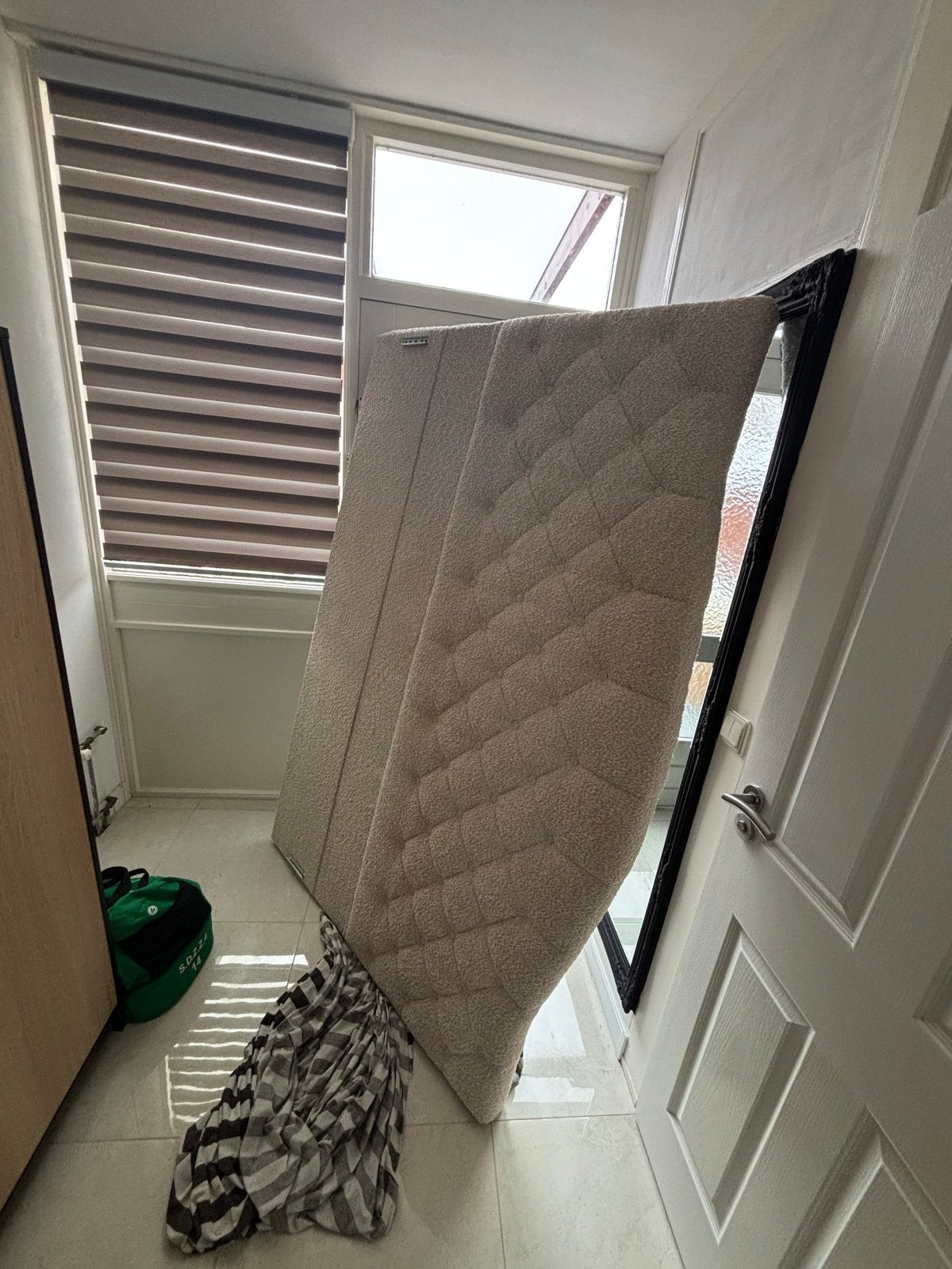 Hoofdbord voor bed - Beige, zo goed als nieuw, Huis en Inrichting, Slaapkamer | Bedden, Ophalen, Beige, Tweepersoons, Zo goed als nieuw