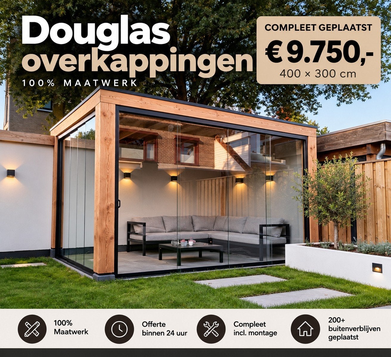 Douglas overkappingen - Compleet geplaatst, Ophalen of Verzenden, Nieuw, Hout