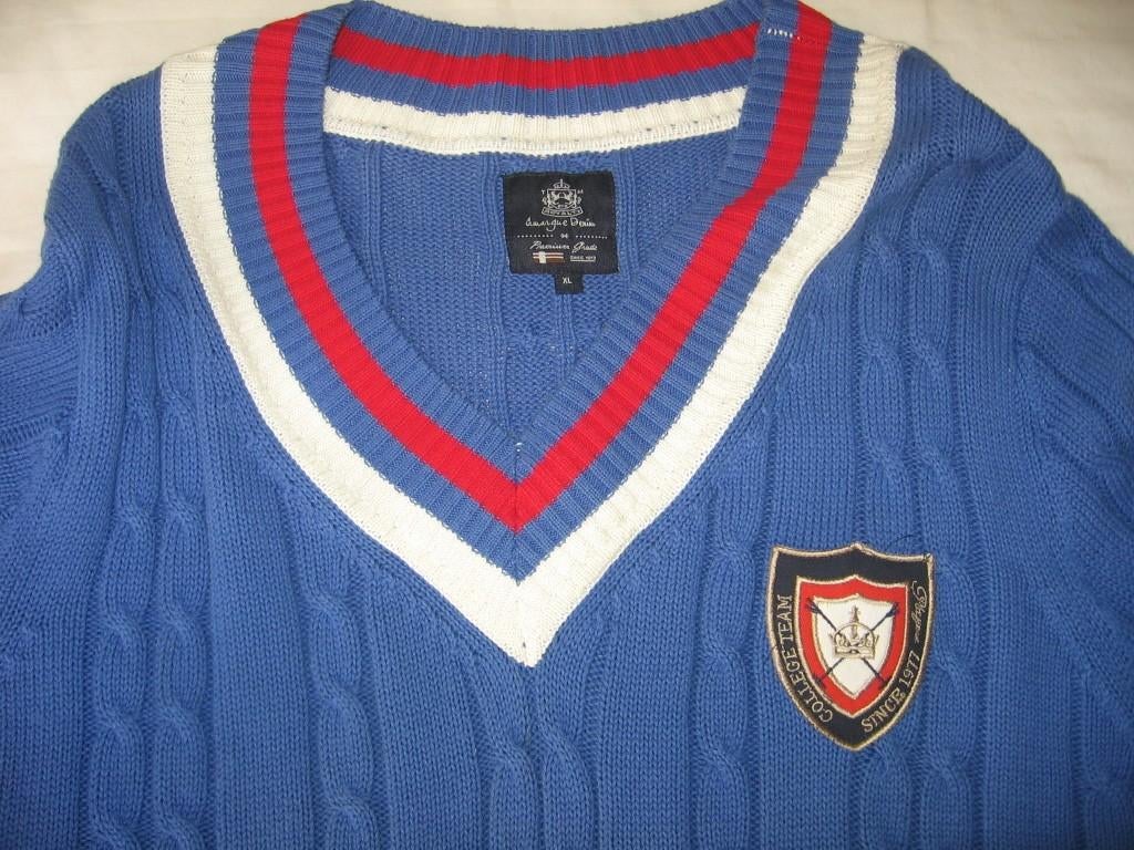 Pullover CRICKET jaren 60-70 vintage, Ophalen, Nieuw, Overige maten, Blauw