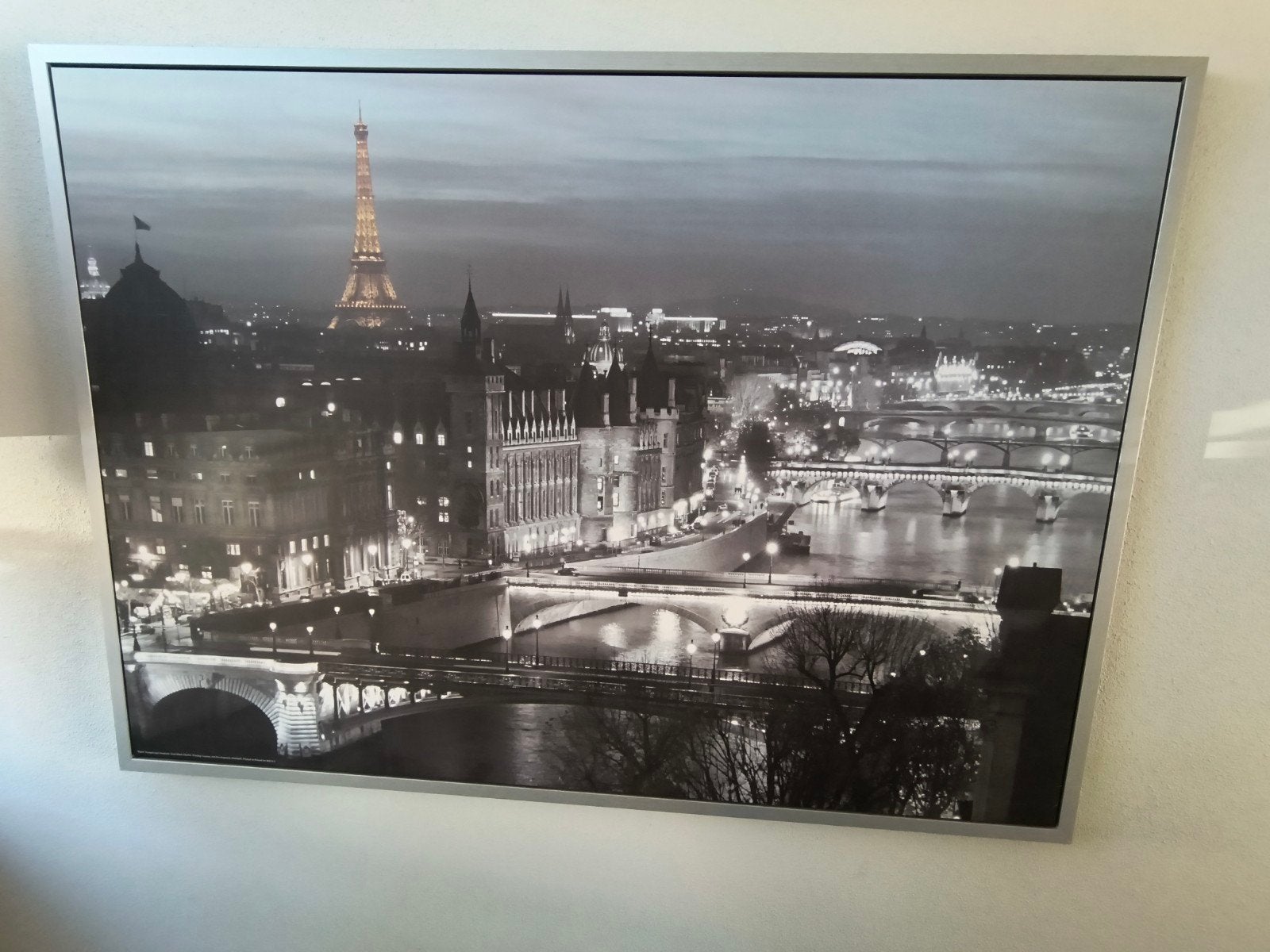 Grote fotoschilderij Parijs Eiffeltoren 140x100 cm, Gebruikt, 125 cm of meer, Ophalen of Verzenden, Foto of Poster