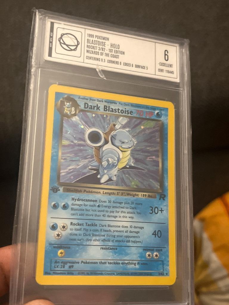 Pokemonkaart Blastoise dark first edition holo  3/82 psa ugs, Hobby en Vrije tijd, Verzamelkaartspellen | Pokémon, Zo goed als nieuw