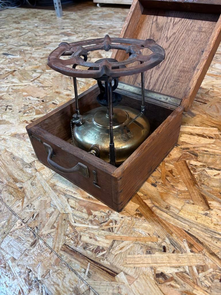 Antieke Primus brander no 51 in houten kistje, Ophalen of Verzenden