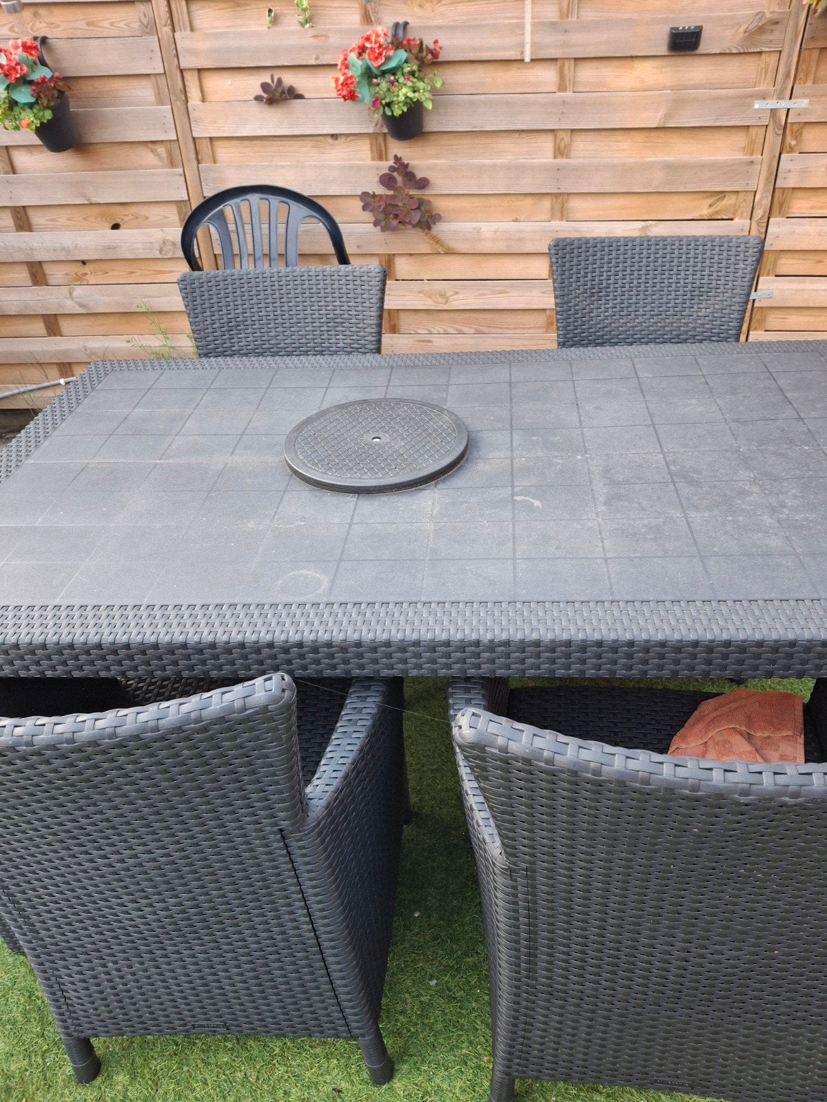Keter tuinset met 4 stoelen – antraciet, Ophalen
