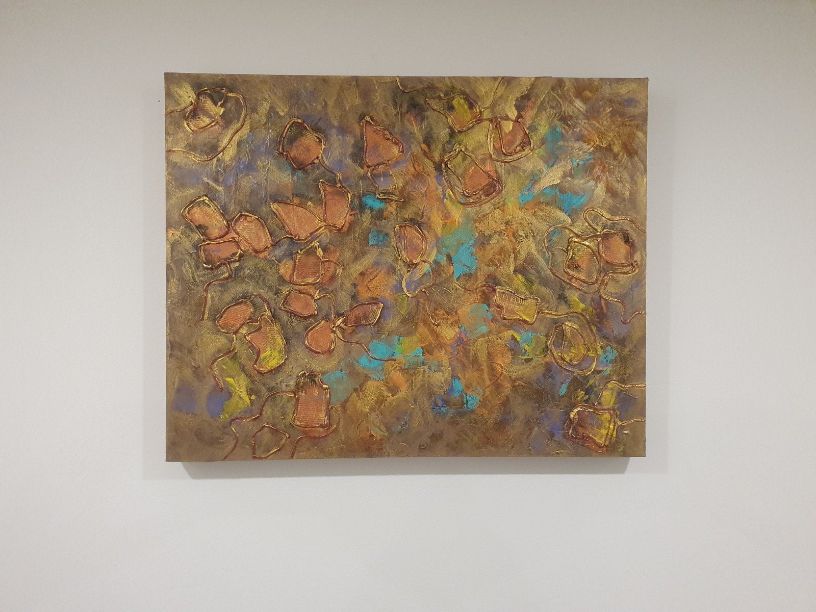 Abstracte mixed media kunst op canvas, Ophalen