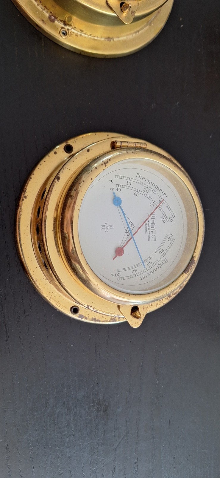 Vintage Wempe Thermometer & Hygrometer - Messing, Watersport en Boten, Ophalen of Verzenden, Gebruikt