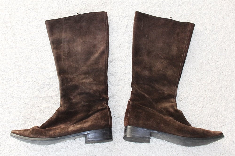 Mooie Suede Dames Laarzen (Maat 39) - s8 € 45,-, Hoge laarzen, Bruin, Ophalen of Verzenden, Onbekend