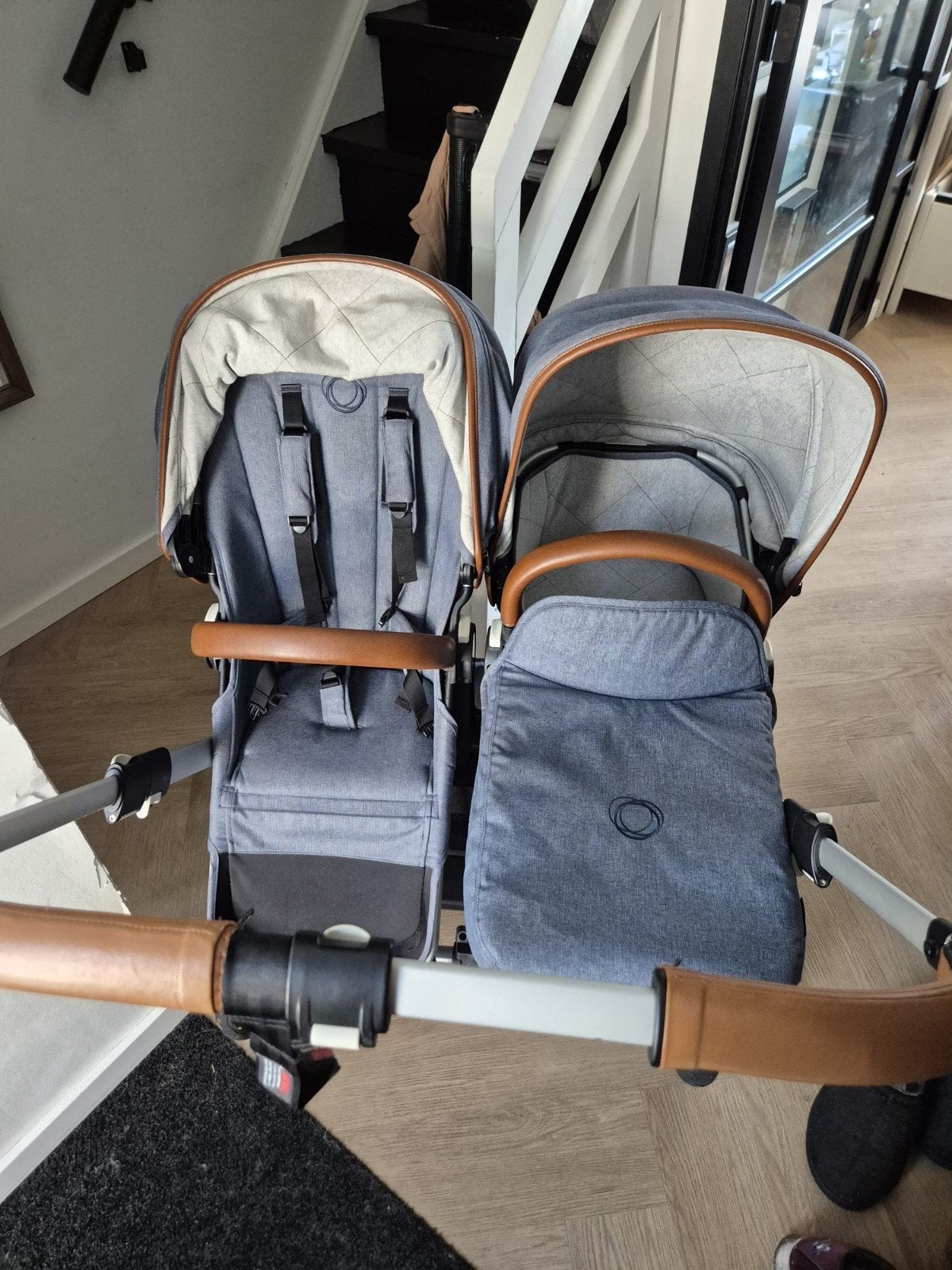Bugaboo Donkey 2 Duo kinderwagen denim met accessoires, Kinderen en Baby's, Ophalen, Bugaboo, Zo goed als nieuw, Duowagen