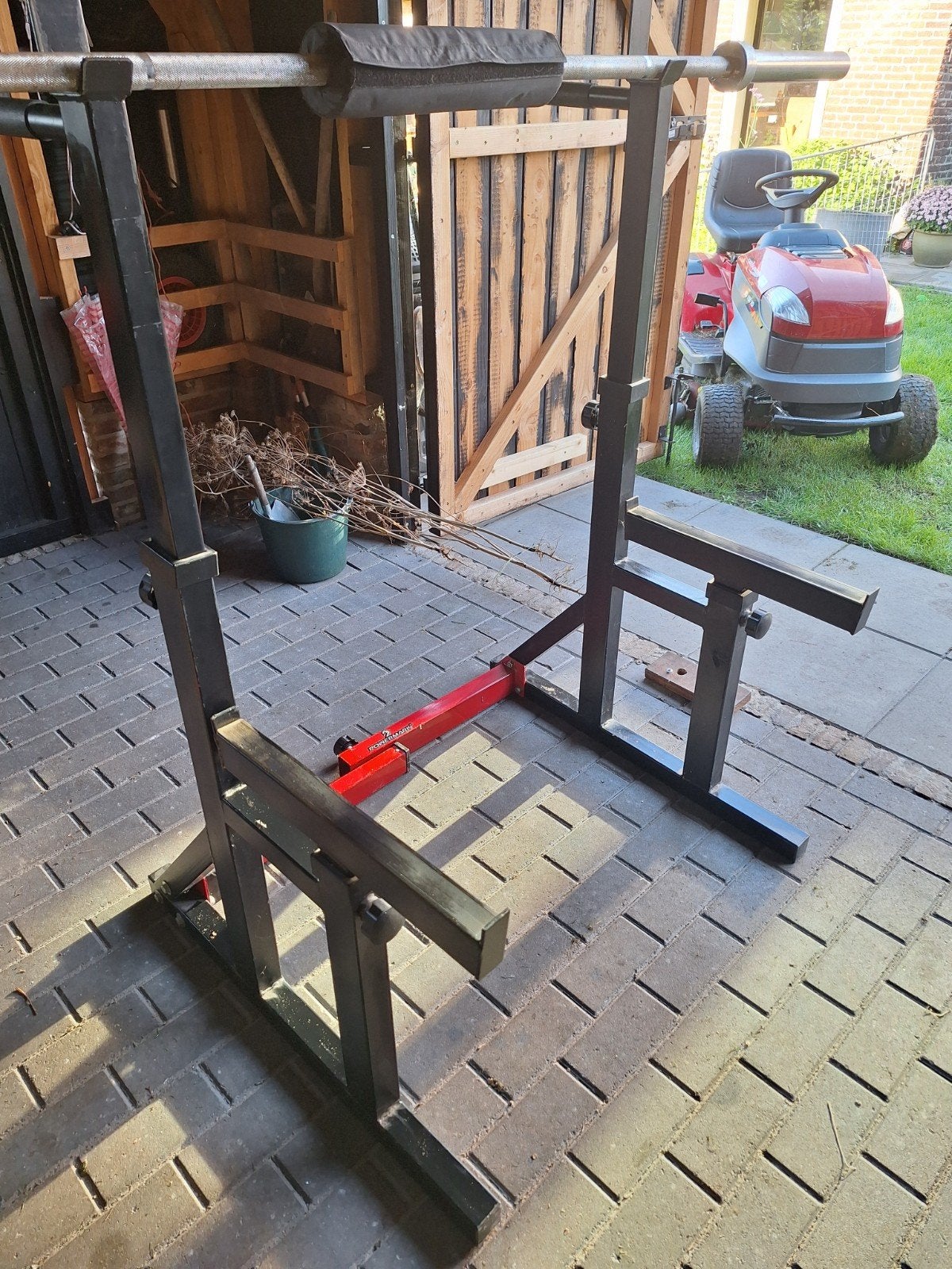 Complete home gym  Fitness Set: Bank, Squatrek, gewichten..., Ophalen, Gebruikt, Benen, Fitnessbank