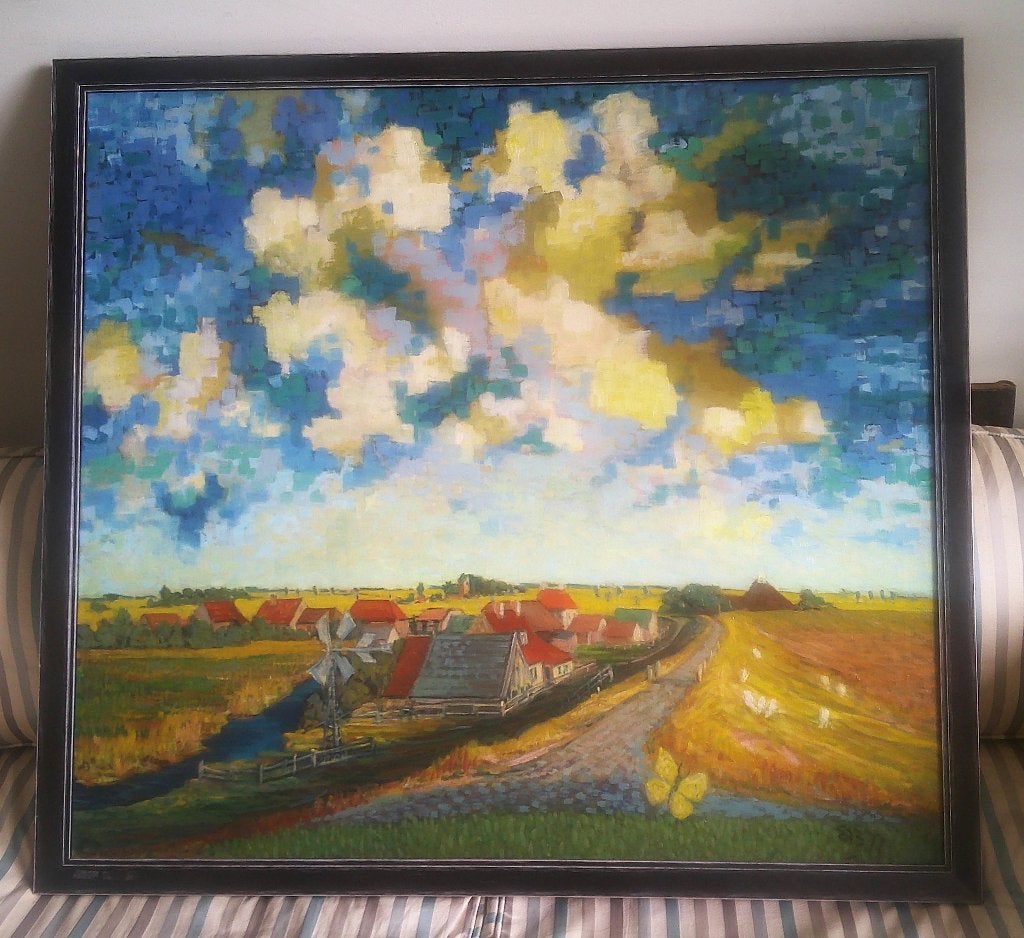 Dorp in (West) Friesland - Erik Bauknecht 1929-1993, Antiek en Kunst, Ophalen, Doek, Impressionistisch, Gedateerd