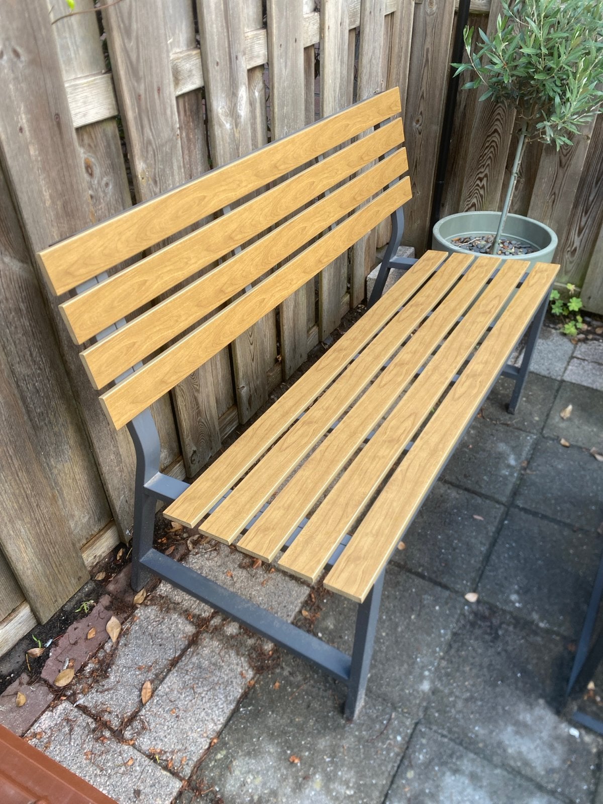 Tuinbank met rugleuning - Gebruikt, Ophalen, Gebruikt, Kunststof