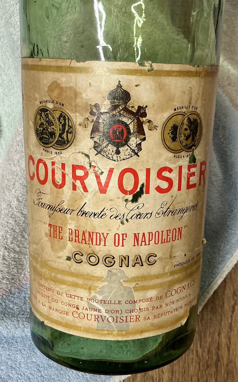 Grote oude lege fles COURVOISIER COGNAC, Verzamelen, Ophalen of Verzenden, Gebruikt, Frankrijk, Overige typen