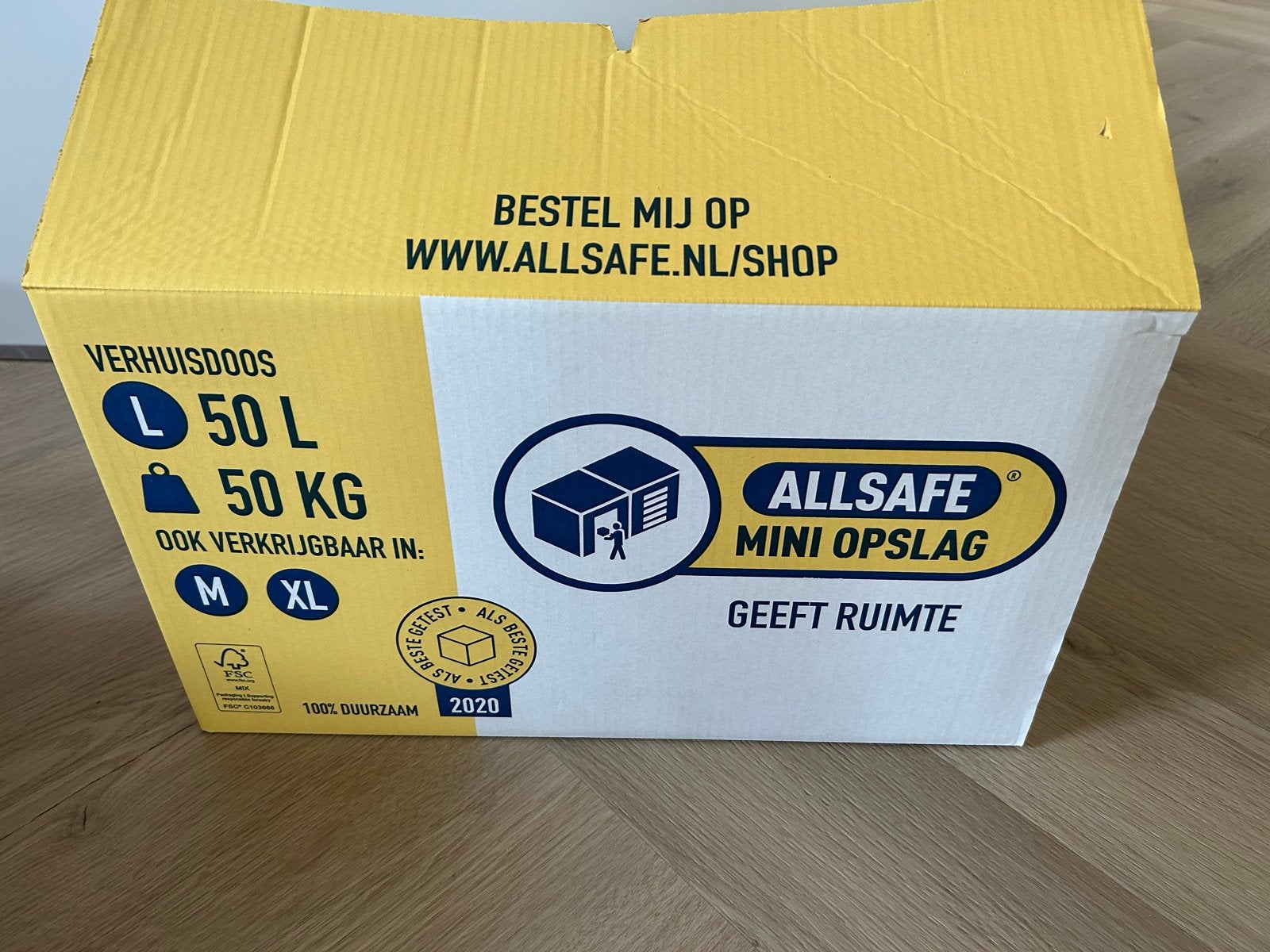 Verhuisdoos L 50L 50KG Allsafe Mini Opslag, Ophalen, Doos, 40 tot 60 cm, Opvouwbaar
