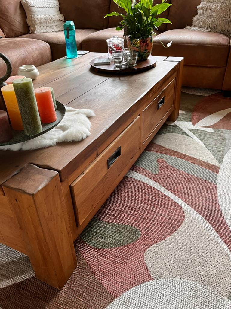 Massief teak houten salontafel en tv meubel, Huis en Inrichting, Ophalen, Gebruikt, 100 tot 150 cm, Teakhout