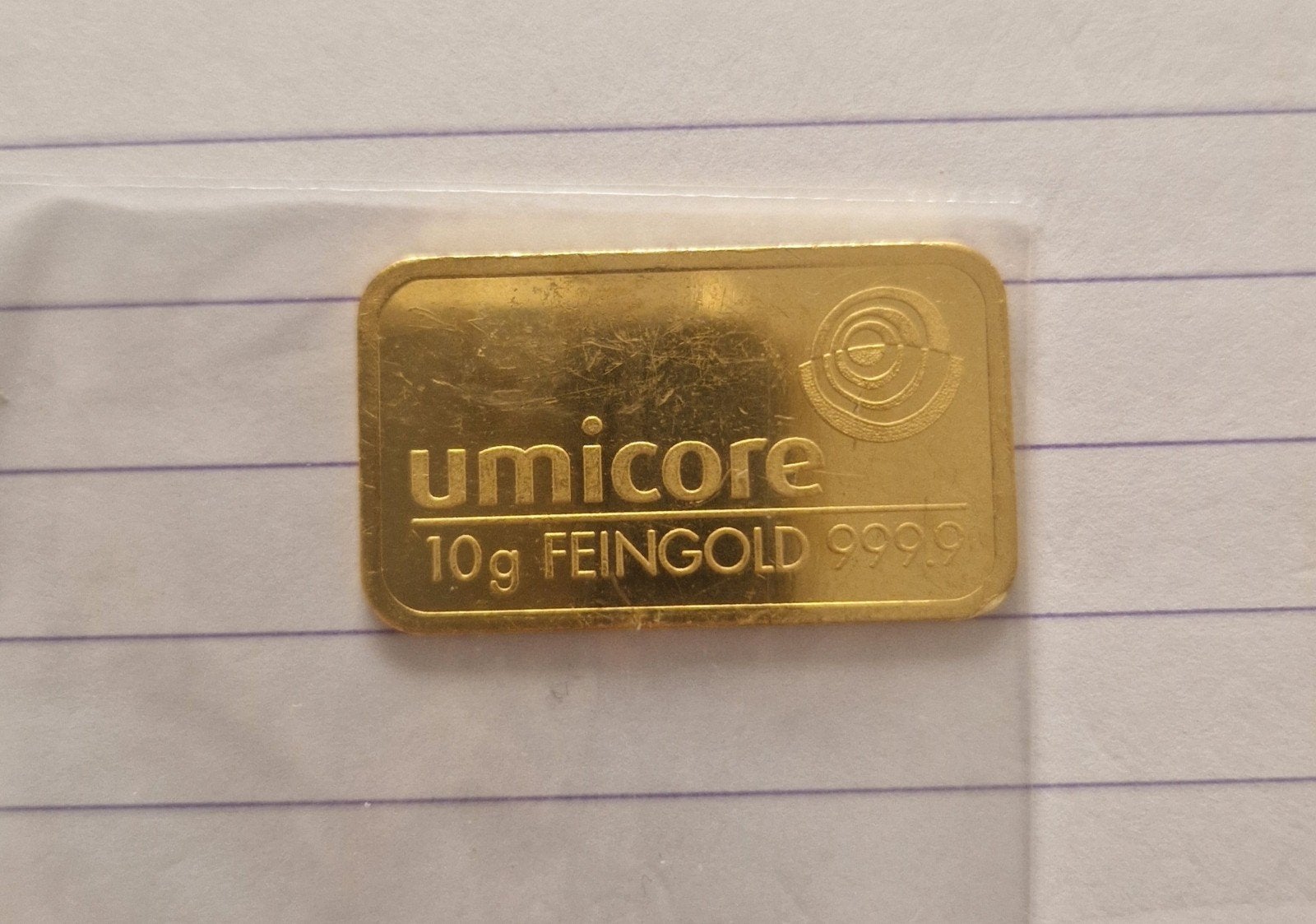 Umicore 10g Fijngoud 999.9 Goudbaar, Ophalen of Verzenden, Goud