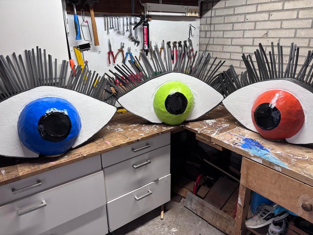 Carnaval ogen 3 stuks zelf gemaakt. In nieuw staat., Ophalen of Verzenden, Zo goed als nieuw
