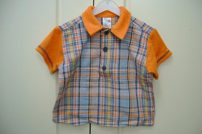 Stoer poloshirt maat 86 oranje/blauw ruit katoen en badstof, Ophalen of Verzenden, Gebruikt, Jongetje of Meisje, Shirtje of Longsleeve