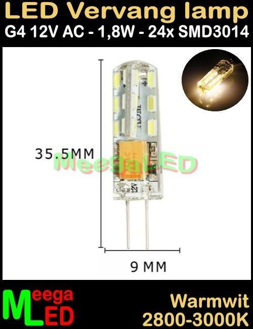 LED G4 LEDspot LEDlamp rond 24 SMD3014 - 12Vac - 1,8 Watt, Led-lamp, Minder dan 30 watt, Nieuw, Bipin of Steekvoet