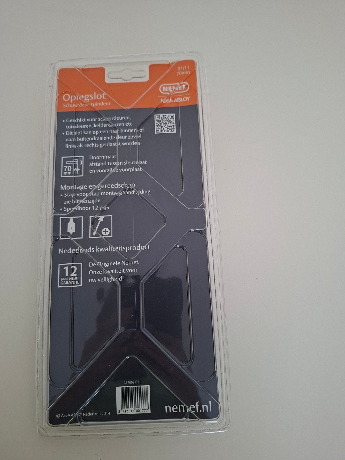 Nemef Oplegslot Schuifdeur/Tuindeur 70mm-Nieuw inverpakking, Ophalen of Verzenden, Nieuw, IJzer, Slot