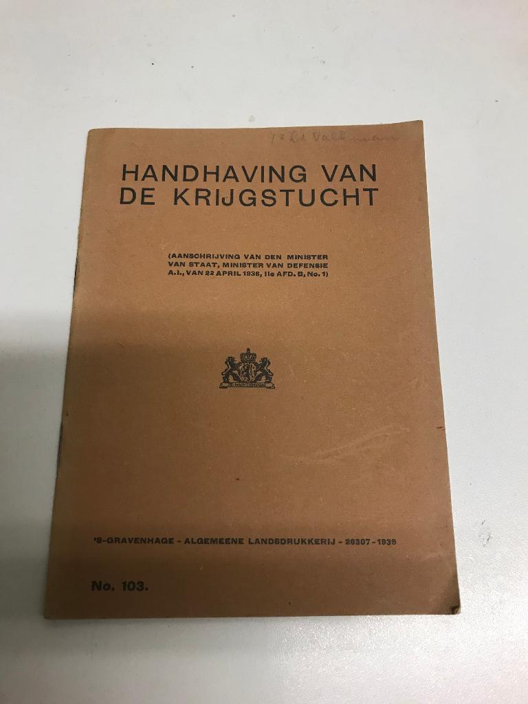 Handhaving van de krijgstucht 1936 - 39, Ophalen of Verzenden, Voor 1940, Gelezen, Algemeen