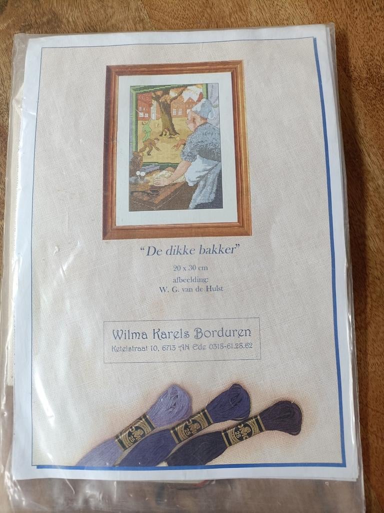 Borduurpakket "De dikke bakker" Wilma Karels Borduren, Ophalen of Verzenden, Nieuw, Handborduren, Borduurpakket