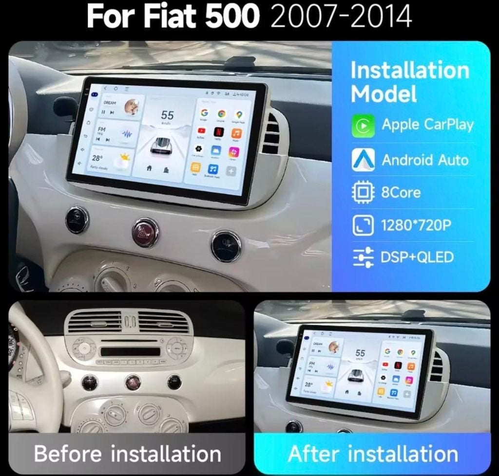 Fiat 500 CarPlay & Android Auto 2007 t/m 2015, Auto diversen, Autoradio's, Ophalen of Verzenden, Gebruikt