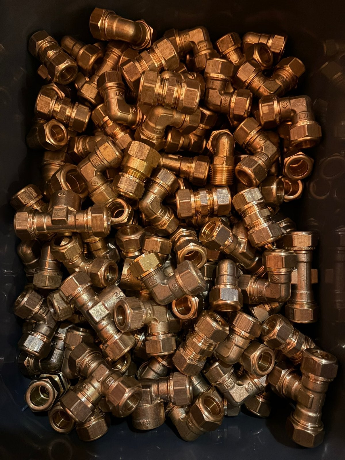 150 nieuwe messing vsh knelkoppelingen 15&22 mm, Overige materialen, Overige typen, Nieuw, Minder dan 2 meter