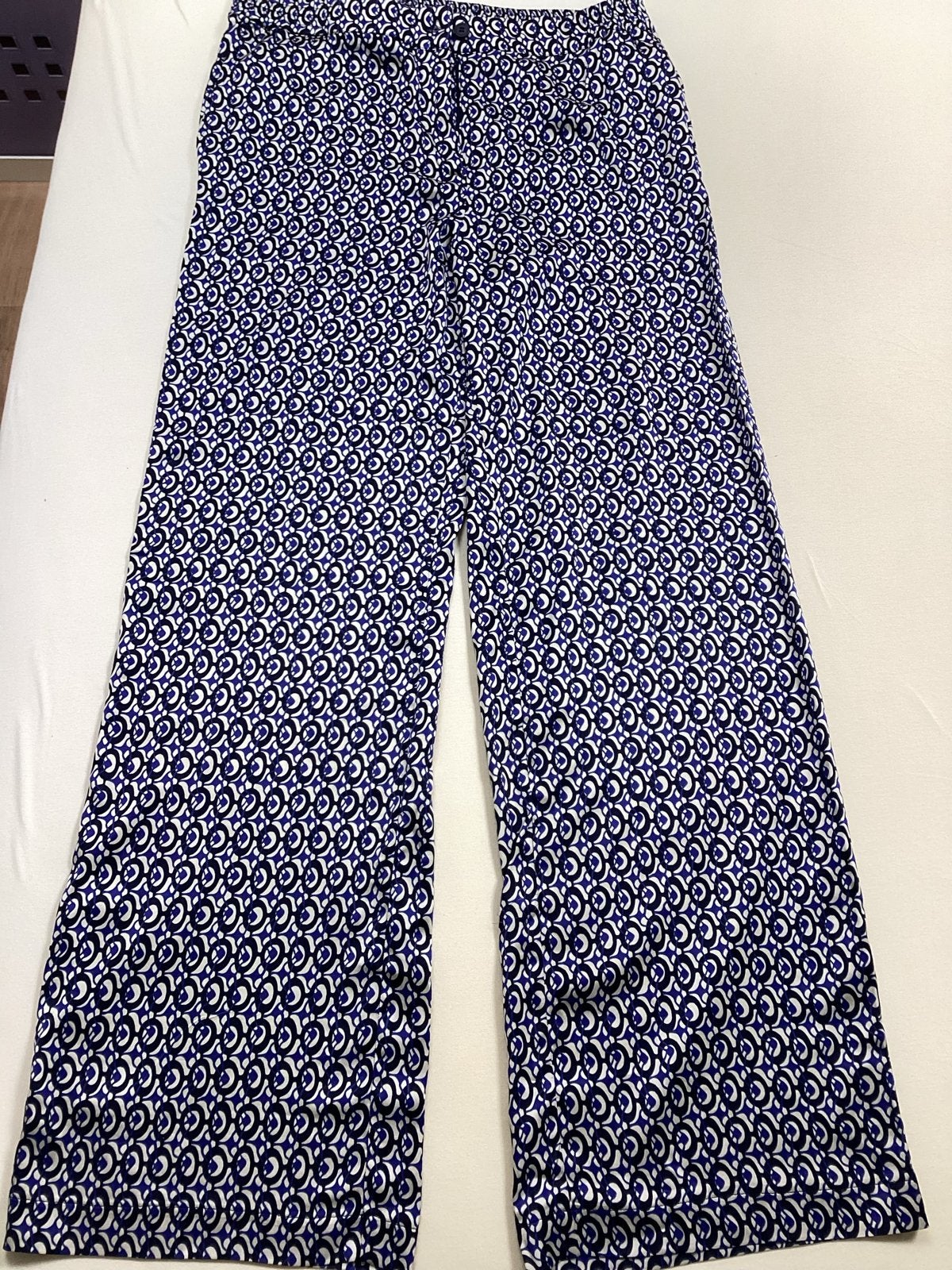 Wijde Losvallende Broek Japan TKY - Blauw/Zwart/Crème, Meerkleurig, Maat 42/44 (L), Ophalen of Verzenden, Zo goed als nieuw