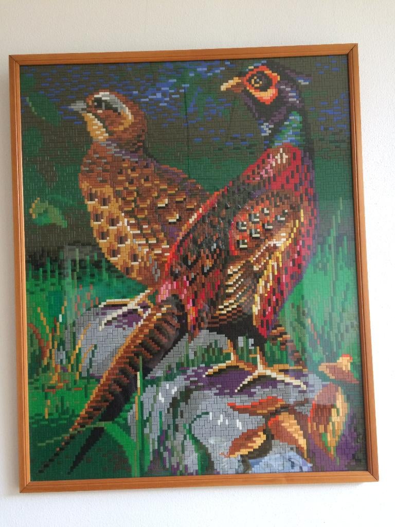 Ministeck fazanten fazant kleurrijk paradijsvogel schilderij, Gebruikt, Oorspronkelijke maker, Ophalen of Verzenden, Schilderij