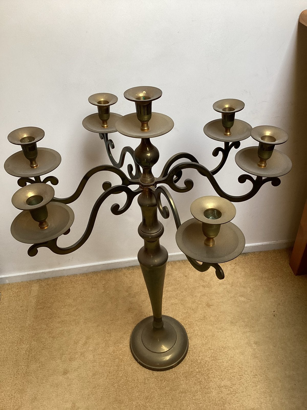Decoratieve zesarmige kandelaar, Ophalen of Verzenden, Koper of Brons