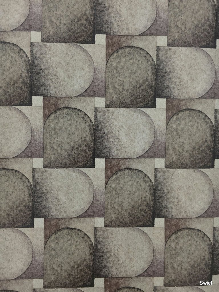 14104 Retro geometrisch behang bruin grijs vintage swiet, Huis en Inrichting, Ophalen of Verzenden, Grijs