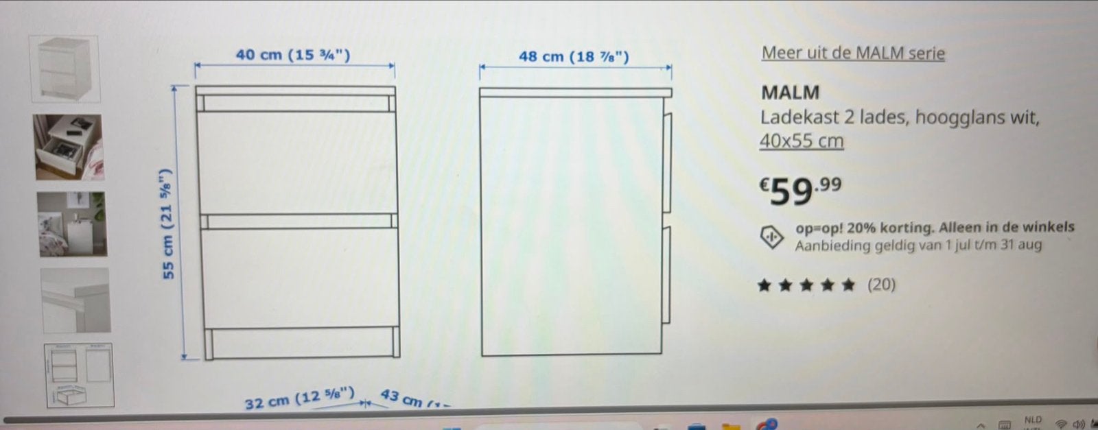 2x IKEA MALM Ladekast wit, 4 laden voor 1 prijs., Ophalen, Minder dan 50 cm, 100 tot 150 cm, Zo goed als nieuw