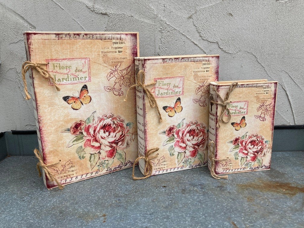 DECORATIE BOEKEN FLORE DES JARDINIER 3 DLG GROTE SET, Antiek en Kunst, Ophalen of Verzenden