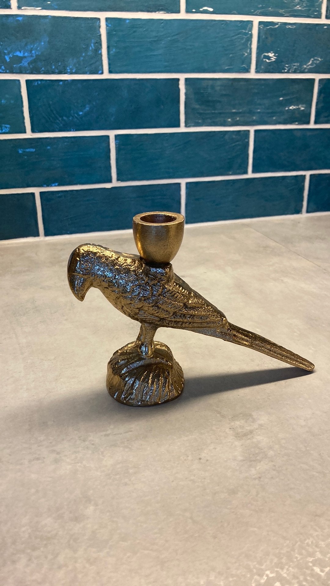 Gouden vogel kandelaar, Ophalen, Gebruikt, Goud, Kandelaar