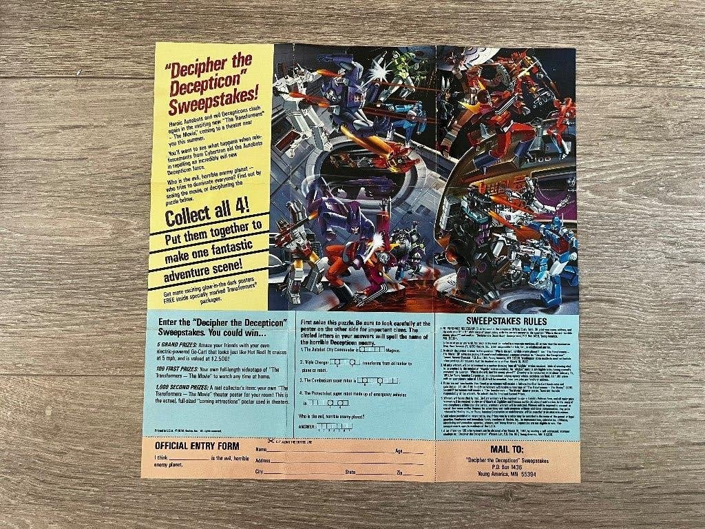 Transformers G1; glow in the dark poster 1986, Ophalen of Verzenden