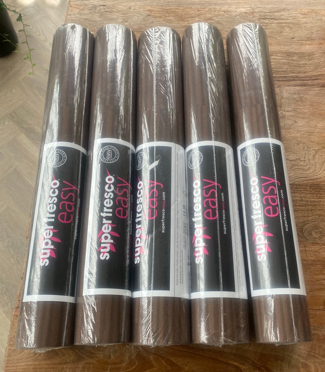 5 rollen behang superfresco bruin motief, Ophalen of Verzenden, 10 tot 25 m², Bruin